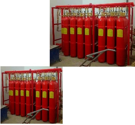 Highly efficient mixed gas fire extinguishing system can be used in manned places