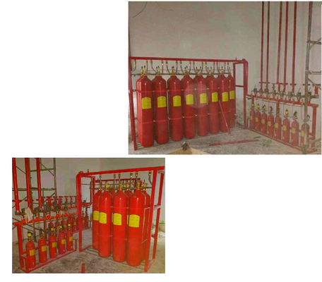 Highly efficient mixed gas fire extinguishing system can be used in manned places